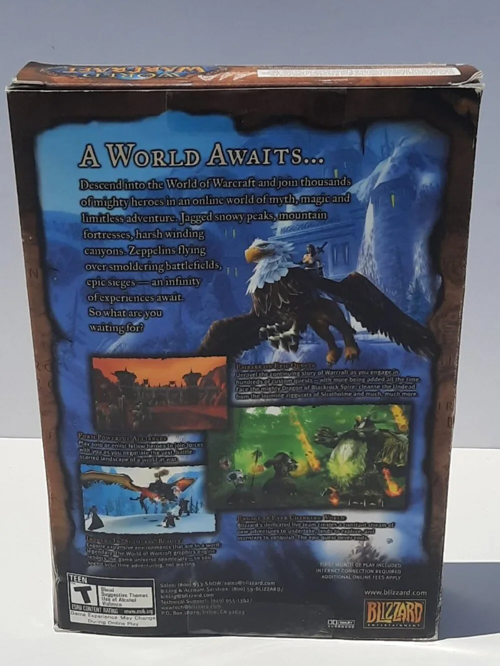World of Warcraft Original Box, CD Sleeves & Manual PC Game Blizzard